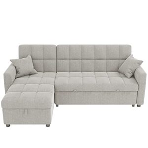 koosom 82'' square arm sofa chaise with reversible cushions, l-shape sofa with storage (light gray)