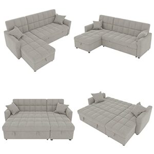 Koosom 82'' Square Arm Sofa Chaise with Reversible Cushions, L-Shape Sofa with Storage (Light Gray)