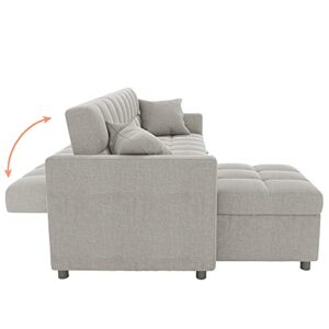 Koosom 82'' Square Arm Sofa Chaise with Reversible Cushions, L-Shape Sofa with Storage (Light Gray)