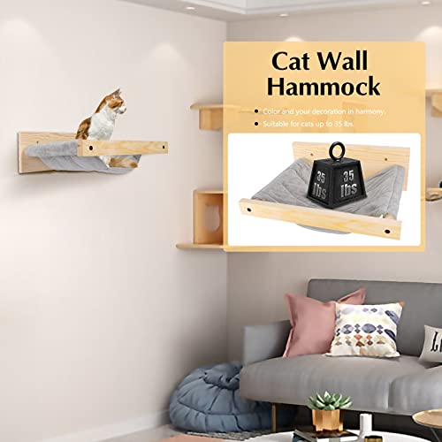 Topmart Cat Hammock Wall Mounted, Cat Wall Furniture for Sleeping, Playing, Climbing, Cat Wall Shelves& Cat Perch for Indoor Cats, Up to 35lbs, Gray