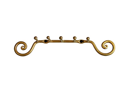 BOSKY Key Holder Wall Mounted Decorative Wrought Iron Handmade Farmhouse Key Hooks Hallway Hanger for Front Door, Keys, Leashes, Entryway ~ Rustic Gold