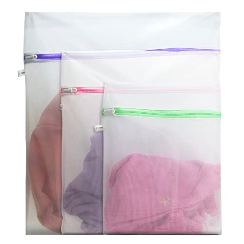 CCidea 3 Pack Mesh Laundry Bag for Delicates, for Washing Machine,Clothing Washing Bags with Zipper (Set of 3) Clear inventory