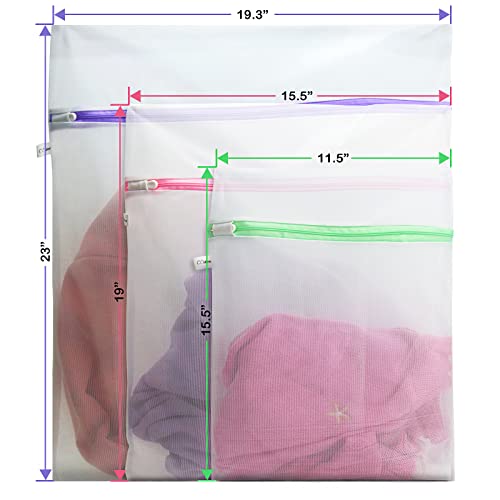 CCidea 3 Pack Mesh Laundry Bag for Delicates, for Washing Machine,Clothing Washing Bags with Zipper (Set of 3) Clear inventory