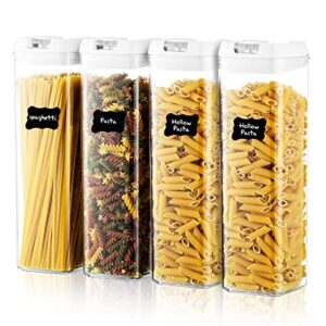 4 pcs airtight food storage containers set with easy lock lids, plastic storage containers for kitchen pantry organization and storage,cereal and sugar, dry food canisters for flour