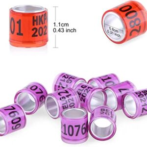 100Pcs Pigeon Ring/Dove Rings Multicolor Aluminium Pigeon Leg Rings Dove Leg Rings Identify Bands Plastic with 2023 AU Training Identify Birds Foot Ring, Quality Durable