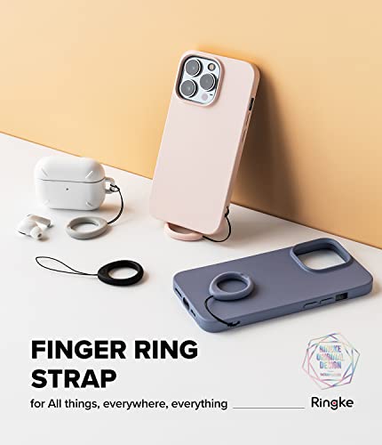 Ringke Finger Ring Strap Silicone Smartphone Grip Lanyard Holder [2 Pack] with Anti-Slip Mount Function Compatible with Phone Cases, Keys, Cameras, and More - Black & Lavender Gray