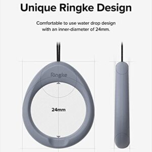 Ringke Finger Ring Strap Silicone Smartphone Grip Lanyard Holder [2 Pack] with Anti-Slip Mount Function Compatible with Phone Cases, Keys, Cameras, and More - Black & Lavender Gray