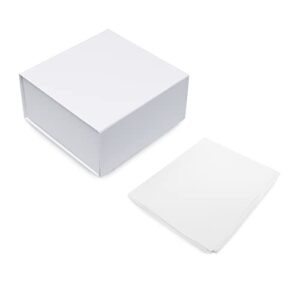 magnetic gift box - 1 pack small white collapsible luxury gift box with lid for gifts, presents, bridesmaids proposals, weddings, baby showers, holidays, events, storage, small businesses - 8x8x4