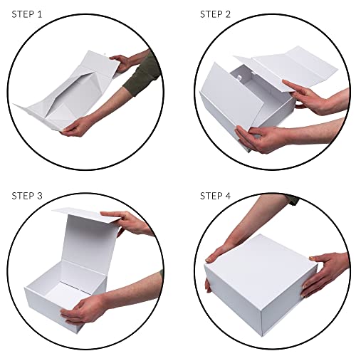Magnetic Gift Box - 1 Pack Small White Collapsible Luxury Gift Box with Lid for Gifts, Presents, Bridesmaids Proposals, Weddings, Baby Showers, Holidays, Events, Storage, Small Businesses - 8x8x4