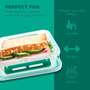 Biosmart Sandwich Container: Reusable, BPA Free Plastic Food Storage with Snap-Off, Leak-Proof Lid: 2 Pack