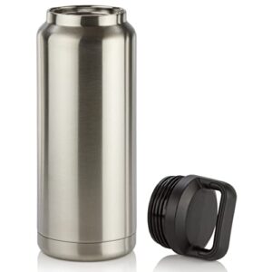 PARNOO Hot and Cold Stainless Thermos Bottle with Black handle 32 oz, Triple Wall Vacuum Insulated Stainless Steel, stainless sliver, 11 inch x 4 inch