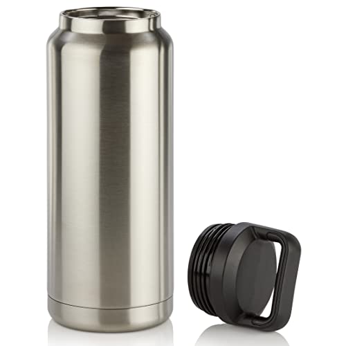 PARNOO Hot and Cold Stainless Thermos Bottle with Black handle 32 oz, Triple Wall Vacuum Insulated Stainless Steel, stainless sliver, 11 inch x 4 inch