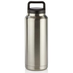 PARNOO Hot and Cold Stainless Thermos Bottle with Black handle 32 oz, Triple Wall Vacuum Insulated Stainless Steel, stainless sliver, 11 inch x 4 inch