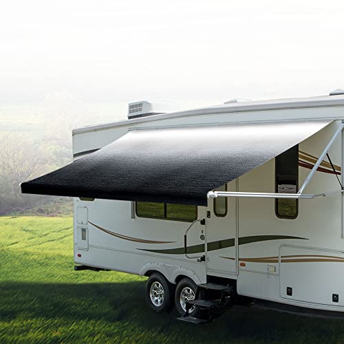 RecPro RV Awning Fabric Replacement | Universal Fit | 8-22ft Sizes | Heat Sealed Vinyl (15' - Actual Width 14' 1", Charcoal Fade)