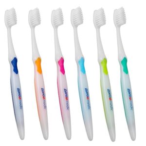 paro medic soft toothbrush, conical and soft filament with silky-fine, ultra flexible end, soft konex the gently way to clean the gum (6 pack multi-color)