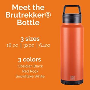 BruTrekker Bottle - Insulated Stainless Steel Tumbler Mug Keeps Drinks Hot or Cold - 2 Piece Drink and Pour Lid - Reusable Coffee Water or Beer Growler (18 fl.oz, Obsidian Black)