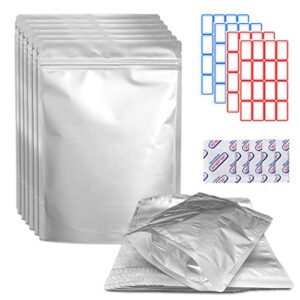 35 pack 1 gallon mylar bags for food storage with oxygen absorbers 400cc, extra thick 10 mil - 10" x 14" , stand-up zipper pouches resealable, suitable for long-term storage of food, light-proof, moisture-proof, odor-proof, and heat-sealable fresh saver p