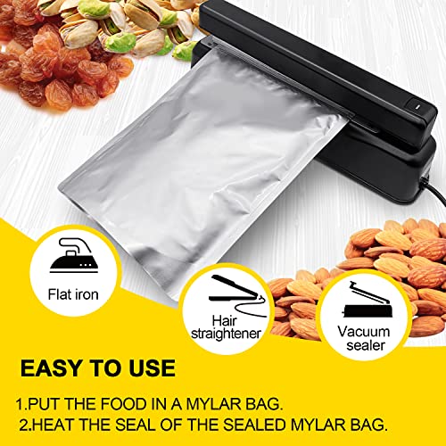 35 Pack 1 Gallon Mylar Bags For Food Storage with Oxygen Absorbers 400cc, Extra Thick 10 Mil - 10" x 14" , Stand-Up Zipper Pouches Resealable, Suitable for Long-term Storage of Food, Light-proof, Moisture-Proof, Odor-Proof, and Heat-Sealable Fresh Saver P