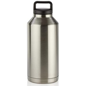 parnoo hot & cold stainless thermos bottle with black handle 64 oz, triple wall vacuum insulated stainless steel, 12 inchx5 inch