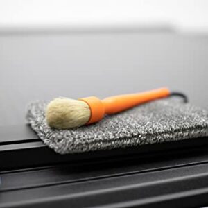 Detail Factory - Natural Boar's Hair Detailing Brush Combo Kit - Heavy Cleaning Action for Small Spaces, Engine Bays, Exterior Detailing, One Long Handle + One Short Handle, Orange (2-Pack)