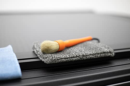 Detail Factory - Natural Boar's Hair Detailing Brush Combo Kit - Heavy Cleaning Action for Small Spaces, Engine Bays, Exterior Detailing, One Long Handle + One Short Handle, Orange (2-Pack)