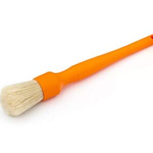 Detail Factory - Natural Boar's Hair Detailing Brush Combo Kit - Heavy Cleaning Action for Small Spaces, Engine Bays, Exterior Detailing, One Long Handle + One Short Handle, Orange (2-Pack)