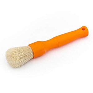 Detail Factory - Natural Boar's Hair Detailing Brush Combo Kit - Heavy Cleaning Action for Small Spaces, Engine Bays, Exterior Detailing, One Long Handle + One Short Handle, Orange (2-Pack)