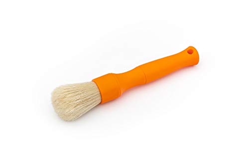 Detail Factory - Natural Boar's Hair Detailing Brush Combo Kit - Heavy Cleaning Action for Small Spaces, Engine Bays, Exterior Detailing, One Long Handle + One Short Handle, Orange (2-Pack)