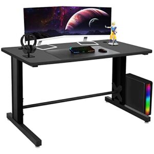 benchpro computer desk, gaming desk 25" x 58" student pc desk office desk extra large modern ergonomic gaming style table workstation - black frame - black top