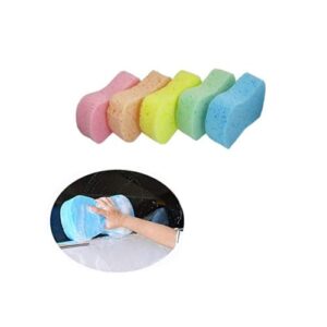 aisibo 5 pack car wash sponge set, multi-functional thick foam scrubber kit, high foam cleaning washing sponge pad for car, kitchen, bathroom