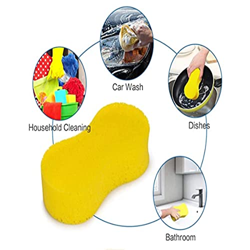 AISIBO 5 Pack Car Wash Sponge Set, Multi-Functional Thick Foam Scrubber Kit, High Foam Cleaning Washing Sponge Pad for Car, Kitchen, Bathroom