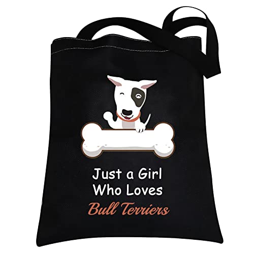 CMNIM Bull Terrier Gifts for Women Bull Terrier Tote Bag Just a Girl Who Loves Bull Terriers Reusable Shoulder Shopping Bag (Bull Terrier Tote Bag) (Bull Terrier Tote Bag)