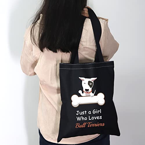 CMNIM Bull Terrier Gifts for Women Bull Terrier Tote Bag Just a Girl Who Loves Bull Terriers Reusable Shoulder Shopping Bag (Bull Terrier Tote Bag) (Bull Terrier Tote Bag)