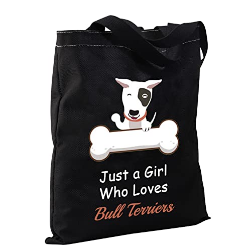 CMNIM Bull Terrier Gifts for Women Bull Terrier Tote Bag Just a Girl Who Loves Bull Terriers Reusable Shoulder Shopping Bag (Bull Terrier Tote Bag) (Bull Terrier Tote Bag)