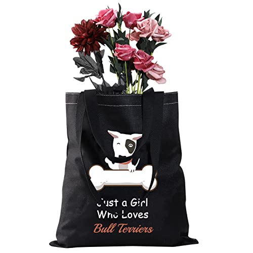 CMNIM Bull Terrier Gifts for Women Bull Terrier Tote Bag Just a Girl Who Loves Bull Terriers Reusable Shoulder Shopping Bag (Bull Terrier Tote Bag) (Bull Terrier Tote Bag)