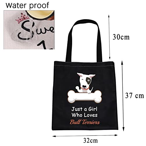 CMNIM Bull Terrier Gifts for Women Bull Terrier Tote Bag Just a Girl Who Loves Bull Terriers Reusable Shoulder Shopping Bag (Bull Terrier Tote Bag) (Bull Terrier Tote Bag)