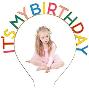 birthday crowns for women girls birthday headbands women happy birthday crown headpiece birthday decorations 'its my birthday' hair band hair accessories for women (colorful)