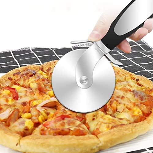 DEFUTAY Pizza Cutter Wheel with Non Slip Handle,8.3 Inch Super Sharp Pizza Slicer for Pizza, Waffles, Pies and Dough Cookies (Black)