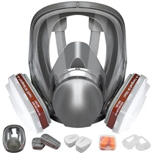 fangnisn full face reusable respirаtor set - 6800 gas mask with activated carbon air filter,for organic vapor,paint,chemical,welding,polishing,sanding&cutting