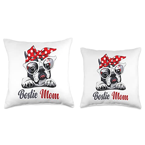 Bostie Mom Gift Bostie Mom for Boston Terrier Dogs Lovers Throw Pillow, 16x16, Multicolor