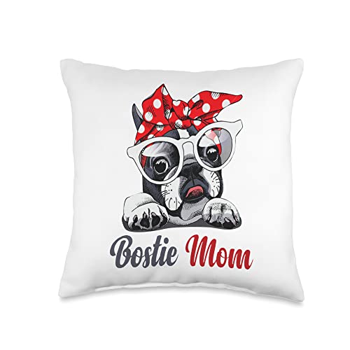 Bostie Mom Gift Bostie Mom for Boston Terrier Dogs Lovers Throw Pillow, 16x16, Multicolor