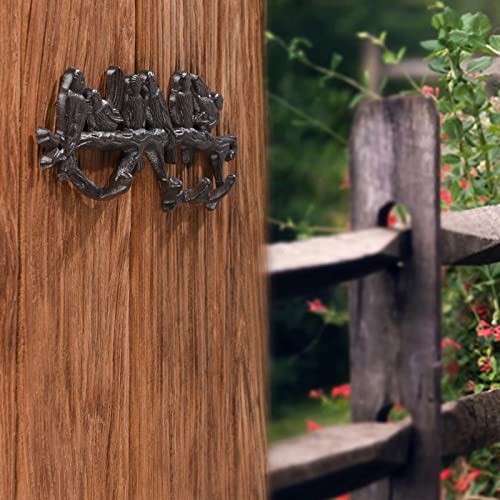 BRASSTAR Cast Iron 4 Coat Hooks Love Birds On Branch Wall Hanging for Coats, Bags, Hats, Towels, Keys, Flowerpots, Rustic Brown Indoor Outdoor Decoration TQGJPT275