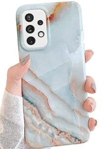 j.west galaxy a53 5g case 6.5-inch, grey marble print pattern design cute graphics stone slim protective sturdy women girls soft silicone phone cases cover for samsung galaxy a53 5g 2022
