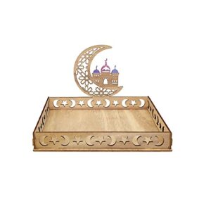 ramadan wood tray mubarak party food tray moon & star tray table decorations small wood tray for home party bedroom eid ornaments eid crafts
