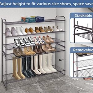 KEETDY Long 3-Tier Shoe Rack for Closet Floor Entryway, Wide Shoe Storage Organizer Stackable Metal Shoe Shelf for 24 Pairs Men Sneakers with Wire Grid for Bedroom, Bronze