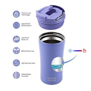 BOTTLE BOTTLE Insulated Coffee Tumblers with Dual-use Lid and Straw Double Walled Iced Travel Coffee Mug for Woman and Man 12oz Stainless Steel Tumbler with Handle（purple）