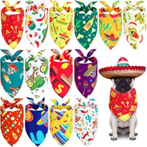 14 pieces dog bandanas summer colorful mexican style dog bandanas dog scarf mexico accessories triangle dog scarf bibs dog kerchief set for medium to large dogs cats day of the dead pets puppies