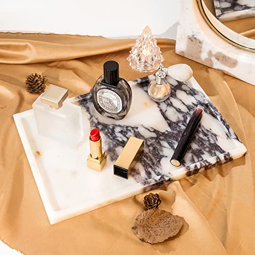 Real Luxurious Natural Marble Vanity Tray Genuine Marble/Stone Storage Tray for Home Decor Bathroom/Kitchen/Vanity/Dresser Non-Resin/Non-Ceramic