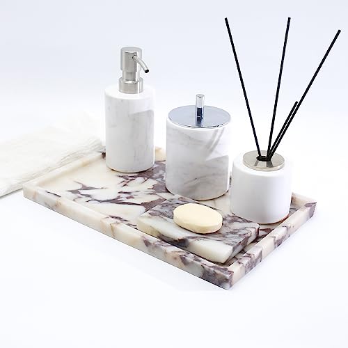 Real Luxurious Natural Marble Vanity Tray Genuine Marble/Stone Storage Tray for Home Decor Bathroom/Kitchen/Vanity/Dresser Non-Resin/Non-Ceramic