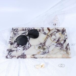 Real Luxurious Natural Marble Vanity Tray Genuine Marble/Stone Storage Tray for Home Decor Bathroom/Kitchen/Vanity/Dresser Non-Resin/Non-Ceramic